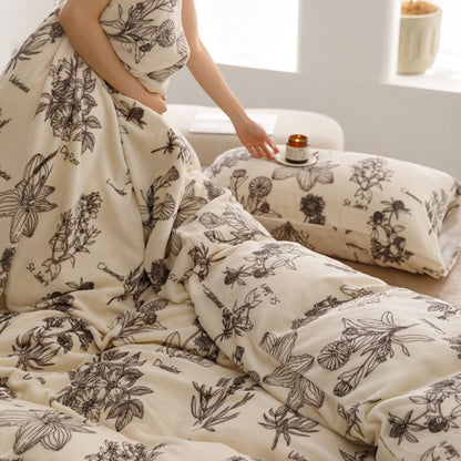 Duvet Piel de Durazno Estampado Jardín Vintage + Sábana Plana