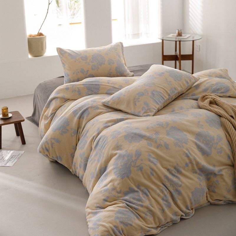 Duvet Piel de Durazno Estampado Flores Vintage Azules + Sábana Plana