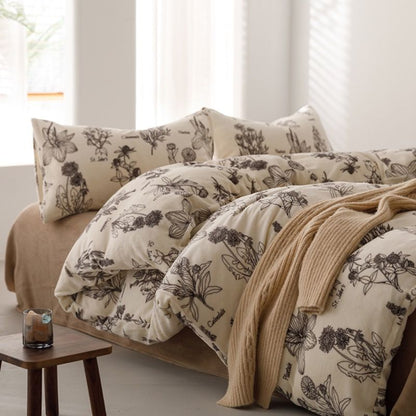 Duvet Piel de Durazno Estampado Jardín Vintage + Sábana Plana