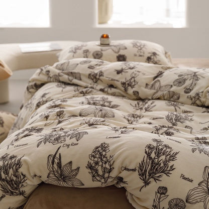 Duvet Piel de Durazno Estampado Jardín Vintage + Sábana Plana