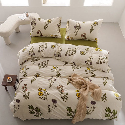 Duvet Piel de Durazno Estampado Botánica + Sábana Plana